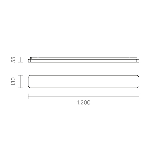 Aufbauleuchte Plank 1200mm silber Dim 38/29W 3000/4000K IP54 120° 3200/4200lm