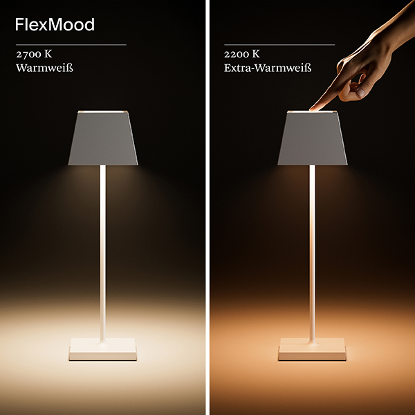 Tischleuchte eckig dim Sigor FlexMood 370mm Ra85 nachtschwarz Akku-Tischleuchte GmbH 2,2W Nuindie Licht | | 2200K/2700K Wohnraumleuchten Nuindie IP54 | 168/197lm