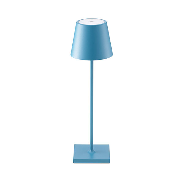 Akku-Tischleuchte Nuindie 380mm delphinblau rund 2,2W FlexMood 2200K/2700K IP54 168/197lm Ra85 dim