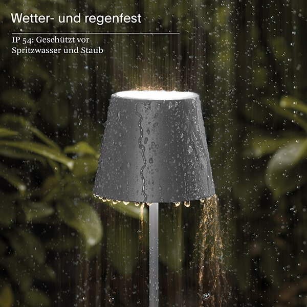 Akku-Tischleuchte Nuindie mini 250mm graphitgrau 2,2W FlexMood 2200K/2700K IP54 168/197lm Ra85 dim