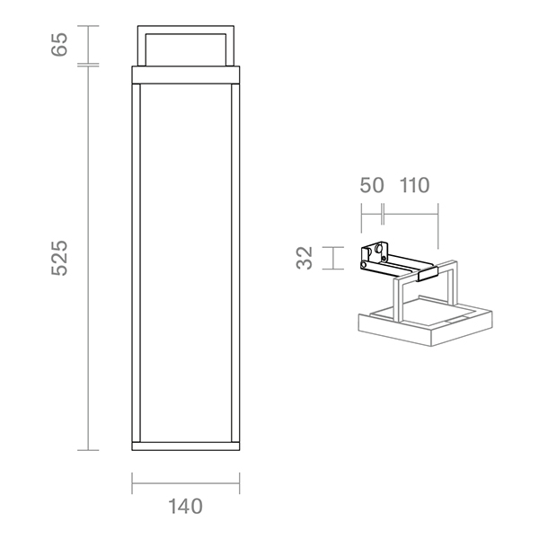 Akku-Solarleuchte Numove 525mm graphitgrau 2,2W 2700K IP54 172lm Ra85 dim