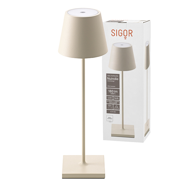 Akku-Tischleuchte Nuindie 380mm dünenbeige 2,2W FlexMood 2200K/2700K IP54 168/197lm Ra85 dim