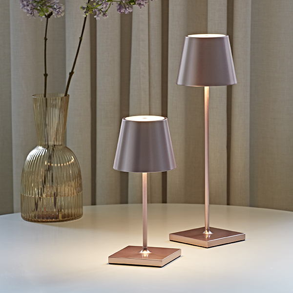 Akku-Tischleuchte Nuindie mini 250mm rosegold 2,2W FlexMood 2200K/2700K IP54 168/197lm Ra85 dim