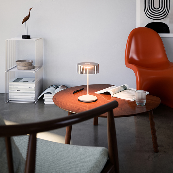 Akku-Glasleuchte Numotion 265 mm dünenbeige 2,2W FlexMood 2200K/2700K IP54 160lm Ra85 dim