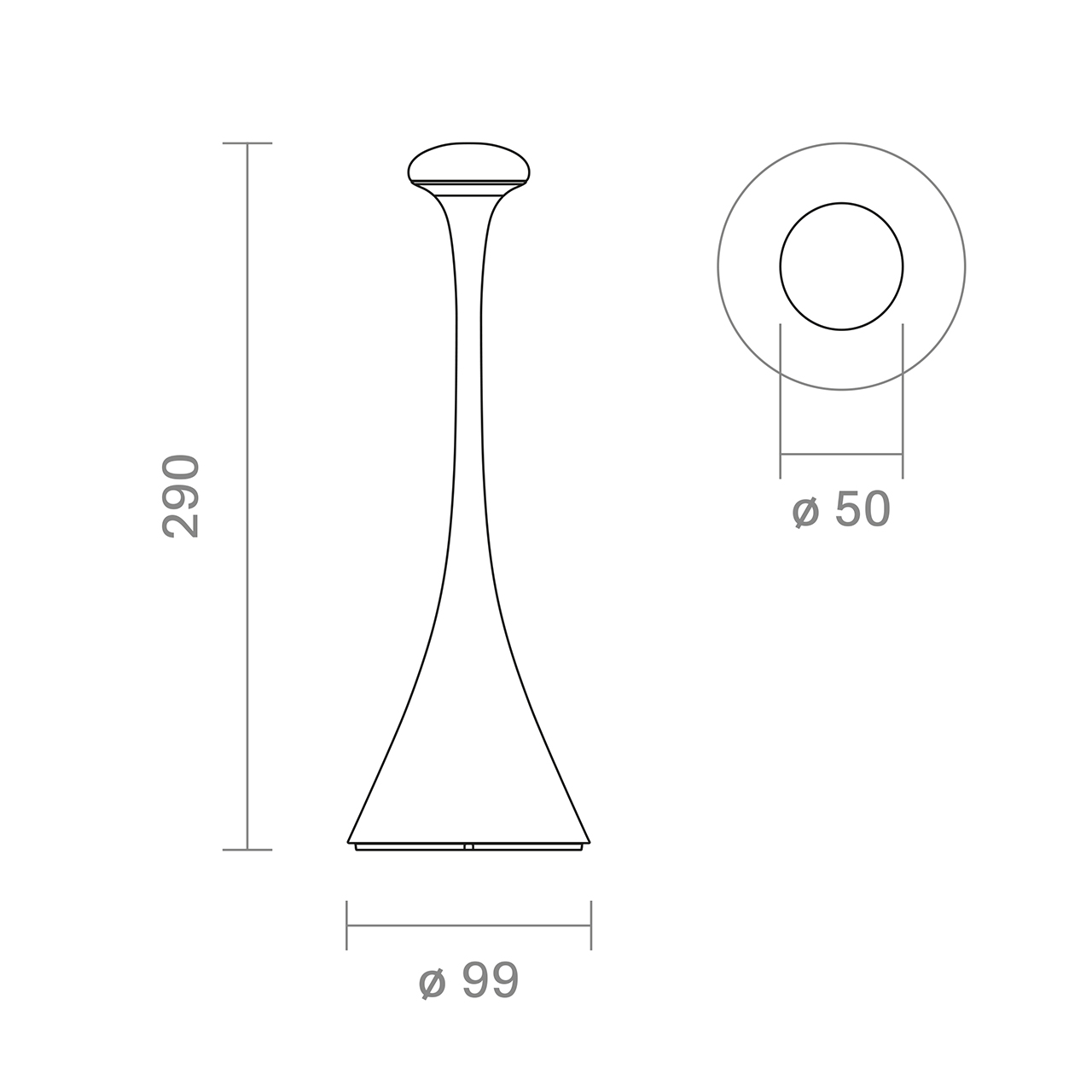 Akku-Tischleuchte Nudrop 292mm nachtschwarz puk 2,2W Flex-Mood 2200K/2700K IP54 170m Ra85 dim