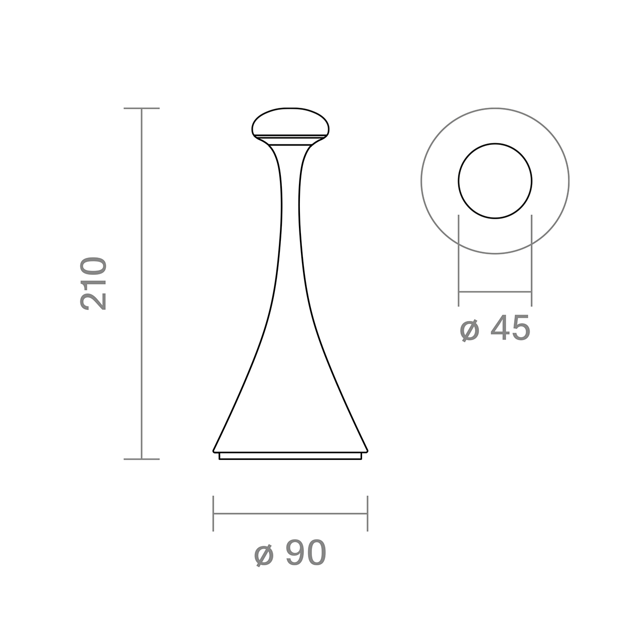 Akku-Tischleuchte Nudrop mini 217mm nachtschwarz 1,8W Flex-Mood 2200K/2700K IP54 133lm Ra85 dim