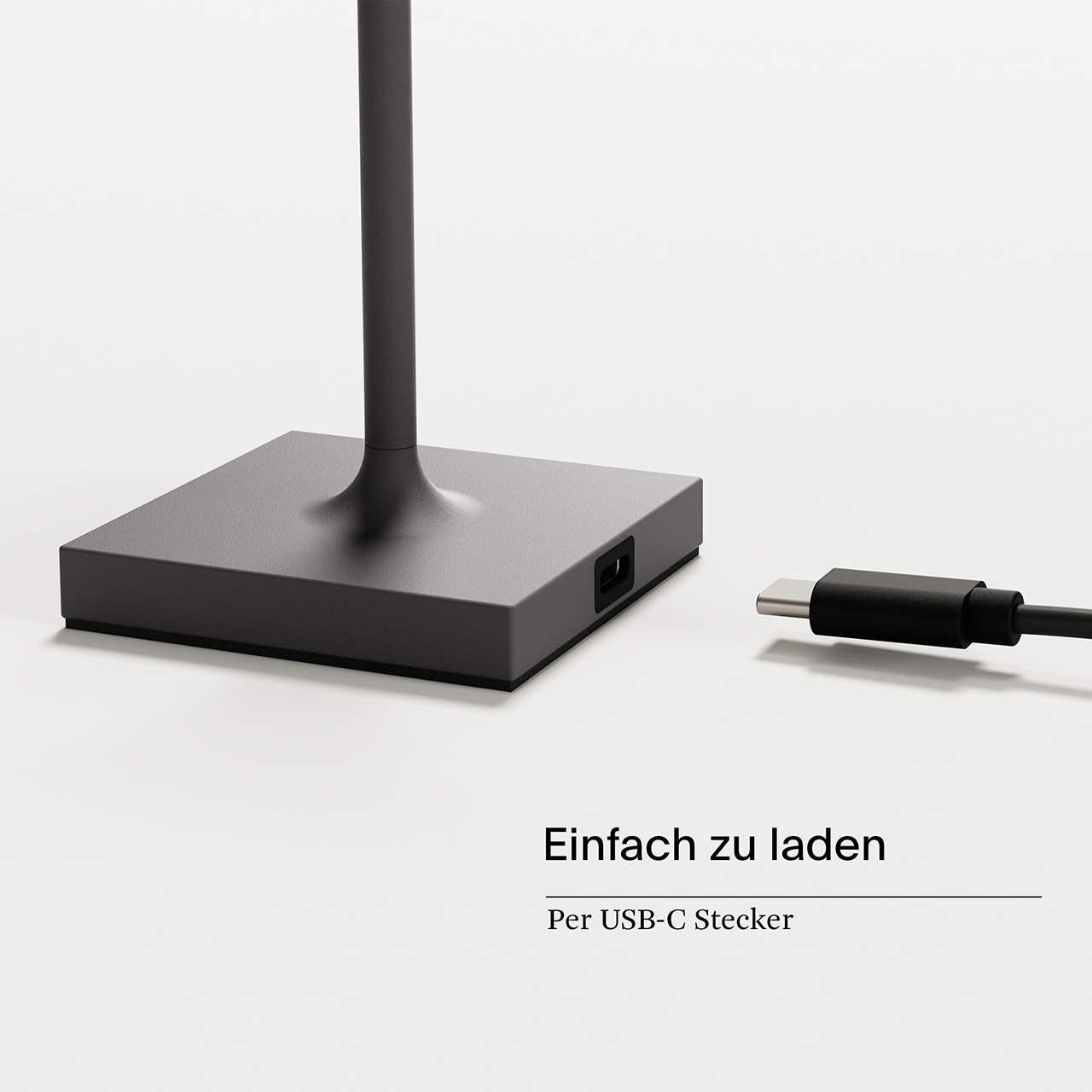 Akku-Tischleuchte Nuindie pocket 210mm graphitgrau 1,4W Flex-Mood 2200K/2700K IP54 Ra85 USB-C dim