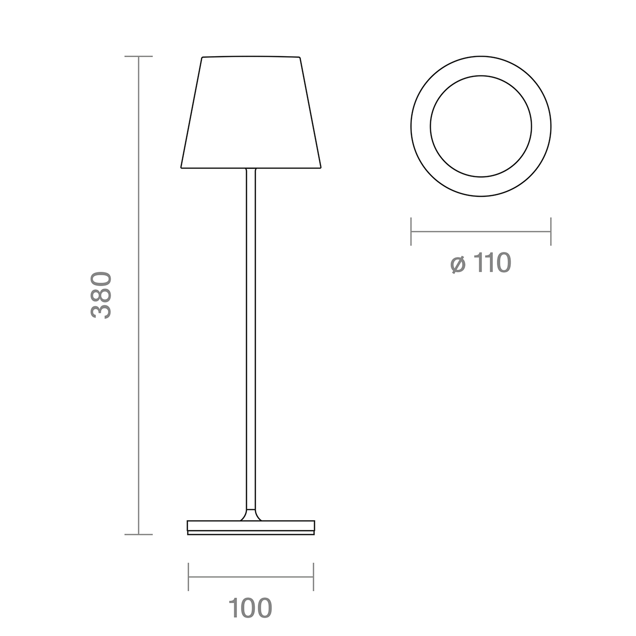 Akku-Tischleuchte Nuindie USB-C 380mm nachtschwarz 2,2W FlexMood 2200K/2700K IP54 168/197lm Ra85 run