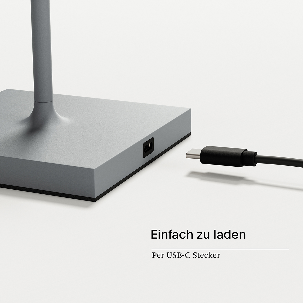 Akku-Tischleuchte Nuindie USB-C 380mm nebelgrau 2,2W FlexMood 2200K/2700K IP54 168/197lm Ra85