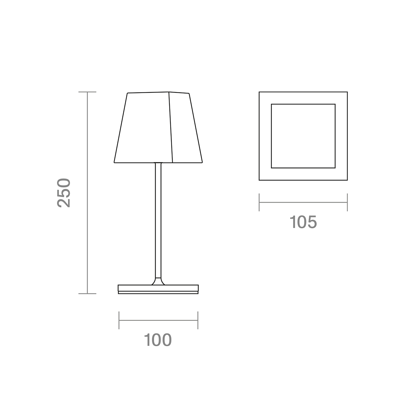 Akku-Tischleuchte Nuindie mini USB-C graphitgrau 2,2W FlexMood 2200K/2700K IP54 180lm Ra85 eckig