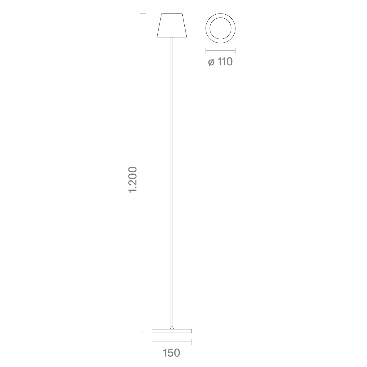 Akku-Stehleuchte Nuindie USB-C 1200mm nachtschwarz 2,2W FlexMood 2200K/2700K IP54 168/197lm Ra85