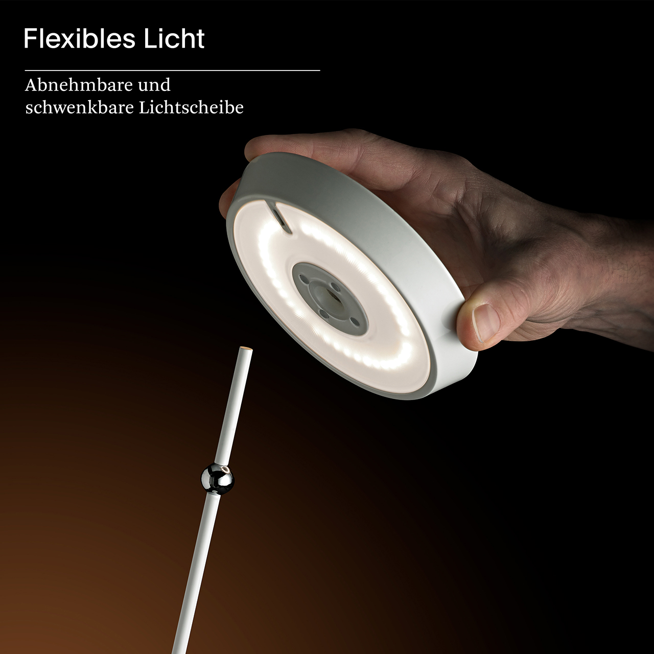 Akku-Stehleuchte Mahina USB-C 1300mm weiß 2,2W FlexMood 2200K/2700K IP20 168/181lm Ra85 dim
