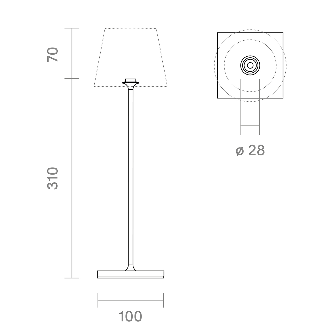 Nuindie Ersatzfuß USB-C 380mm nachtschwarz inkl. USB-C Kabel