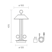 Vorschau: Akku-Tischleuchte Nudiderot 425mm schneeweiß 2,2W FlexMood 2200K/2700K IP54 168/197lm Ra85