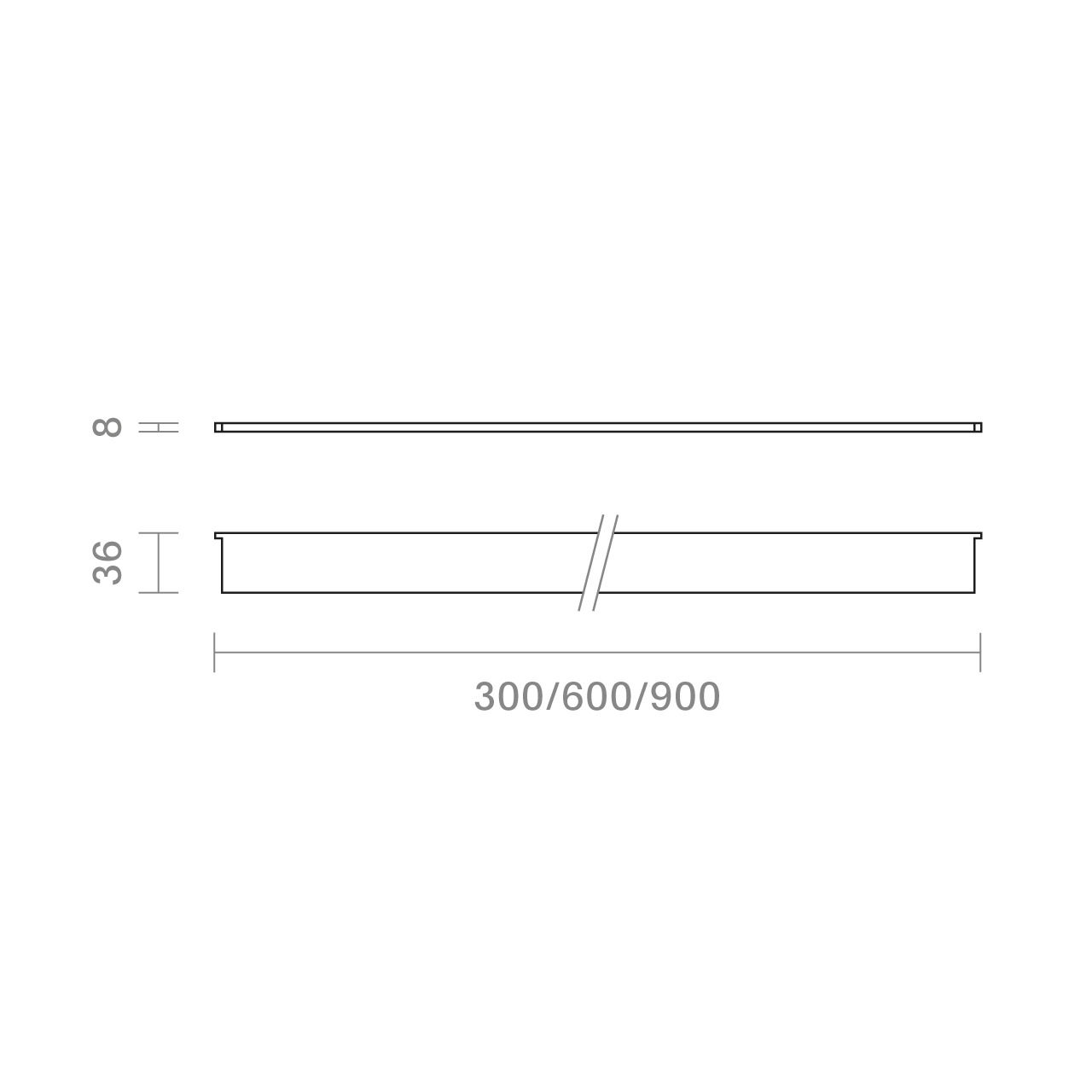 Nivo Aufbauleuchten Verbindung 300mm schwarz