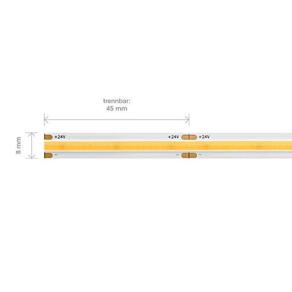 10W/m COB LED-Streifen Narrow 2700K 5m 512 LED/m IP20 24V 950lm/m RA90