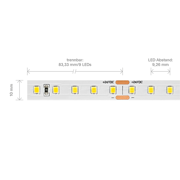 7,2W/m HE PRO LED-Streifen 2700K 5m 108 LED/m IP20 24V 1485lm/m RA90