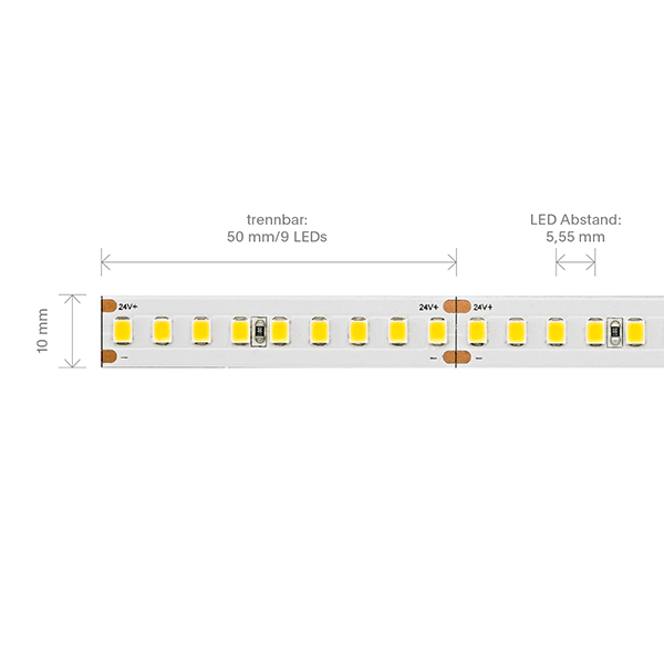 12W/m HE PRO LED-Streifen 2700K 5m 180 LED/m IP20 24V 2232lm/m RA90