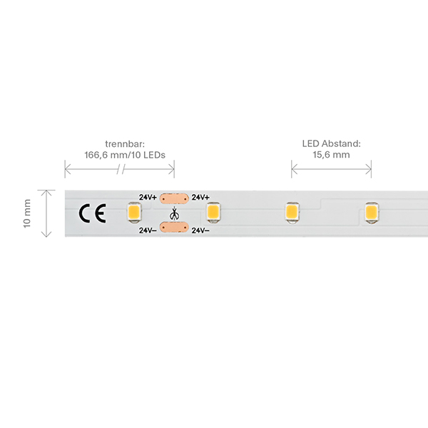 4,6W/m Long Distance LED-Streifen 2700K 30m 60LED/m IP20 24V 340lm/m RA90