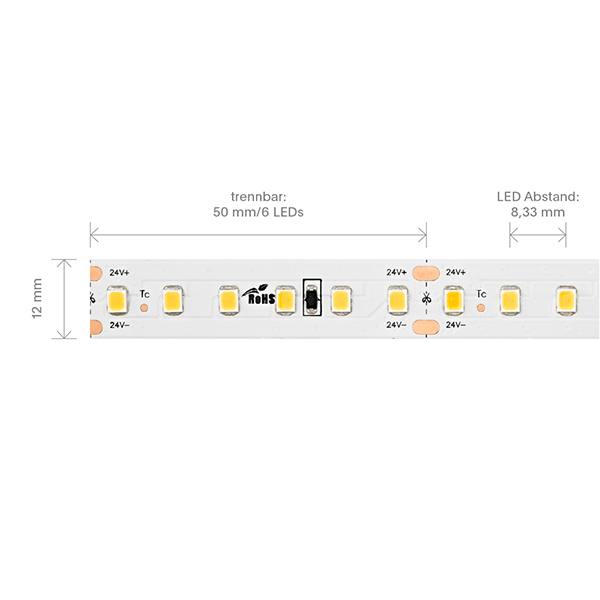 9,6W/m Long Distance LED-Streifen 2700K 20m 120LED/m IP20 24V 810lm/m RA90