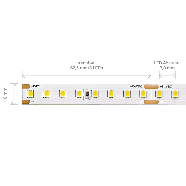 9,6W/m Nature LED-Streifen 2700K 5m 128 LED/m IP20 24V 1668lm/m RA96