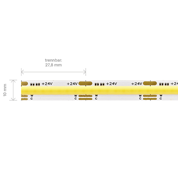 15W/m COB Tunable White LED-Streifen 2700-4000K 5m 576 LED/m IP20 24V 1.605lm/m RA90