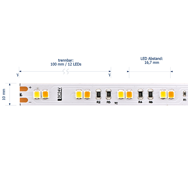 14,4W/m Dim-To-Warm LED-Streifen 3500-2100K 5m 120 LED/m IP20 24V 1459lm RA80