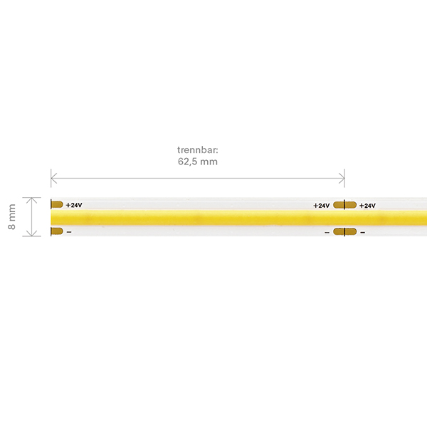 11W/m COB LED-Streifen 2700K 5m 512 LED/m IP20 24V 1080lm RA90