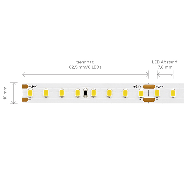 7,2W/m EXPERT Vario Cut LED-Streifen 2700K 128 LED/m IP20 24V 886lm RA90 laufender Meter