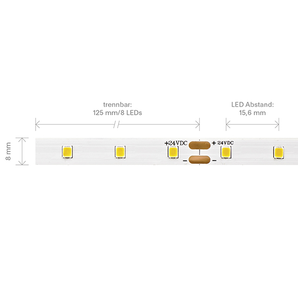 3,6W/m PRO LED-Streifen 2400K 5m 64 LED/m IP20 24V 446lm RA90