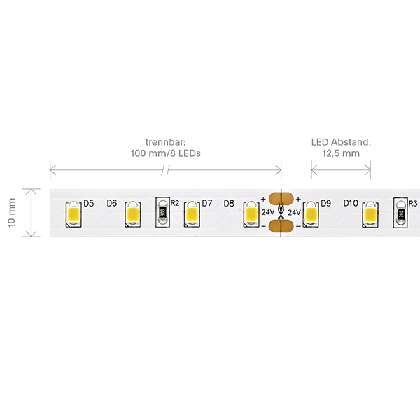 7,2W/m PRO LED-Streifen 2400K 5m 80 LED/m IP20 24V 900lm RA90