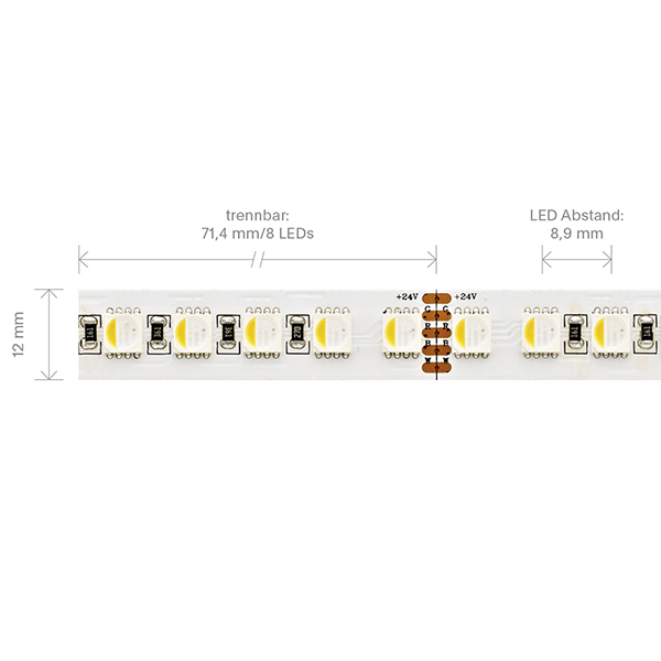 22W/m RGB/W LED-Streifen RGB/2700K 5m 192 LED/m IP20 24V 1853lm RA90