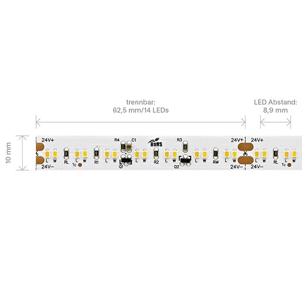 8,6W/m Dim-To-Warm LED-Streifen 3000-2300K 5m 224 LED/m IP20 24V