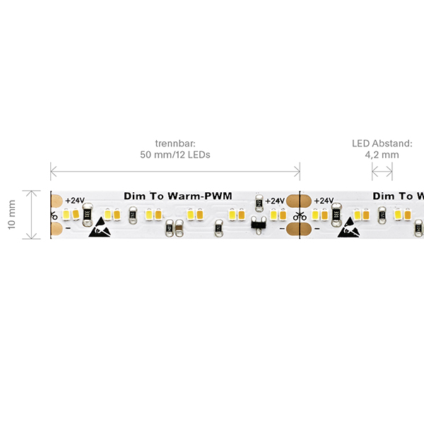 20W/m Dim-To-Warm LED-Streifen 3000-1800K 5m 240 LED/m IP20 24V 1900lm RA90