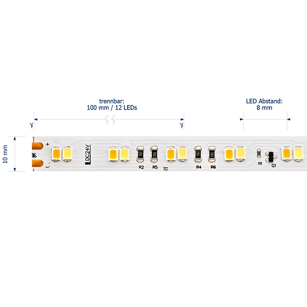 12W/m Tunable White LED-Streifen 2100-4000K 5m 120 LED/m IP20 24V 1050lm RA90