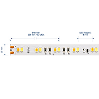 Vorschau: 12W/m Tunable White LED-Streifen 4000-2100K 5m 120 LED/m IP20 24V 1050lm RA90