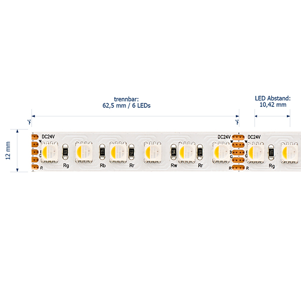 19,2W/m RGB/2700K LED-Streifen 5m 96 LED/m IP20 24V 1120lm RA80