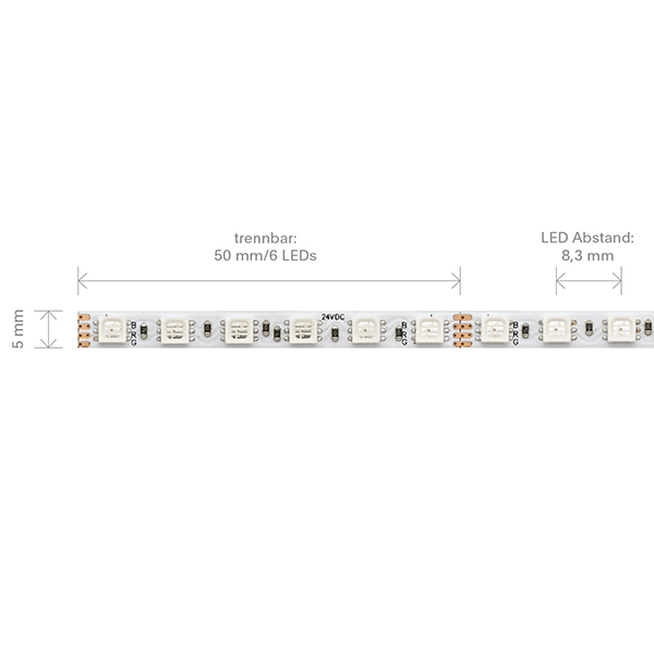 12W/m LED-Streifen RGB SLIM 5m 120LED/m IP20 24V 510lm