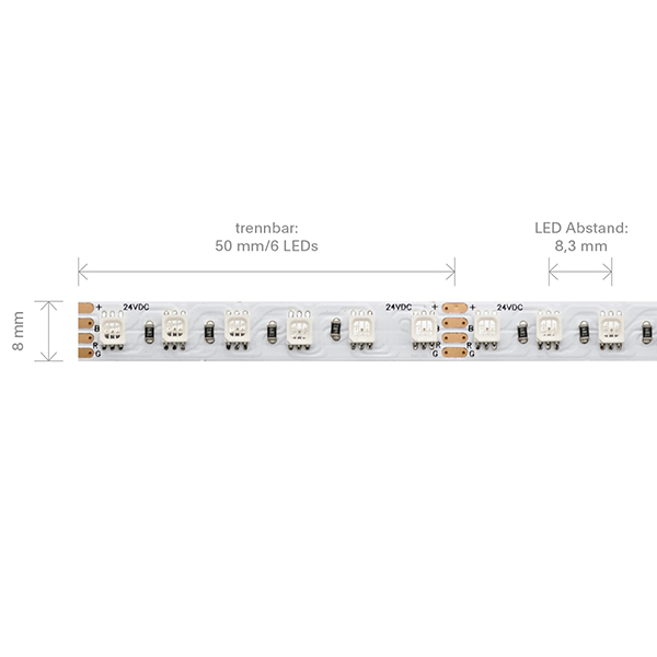 14,4W/m LED-Streifen RGB 5m 120LED/m IP20 24V 570lm