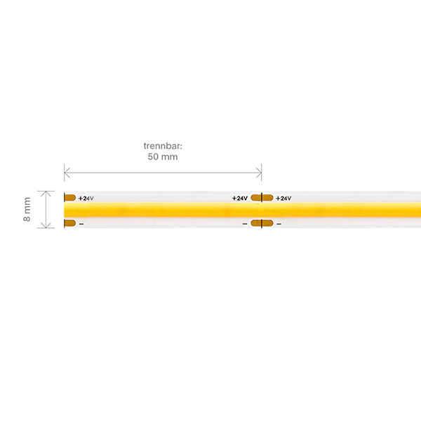 10W/m COB R2R LED-Streifen 2700K 5m 480 LED/m IP20 24V 900lm/m RA90