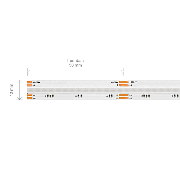 15W/m COB LED-Streifen RGB 5m 840 LED/m IP20 24V 544lm/m RA90