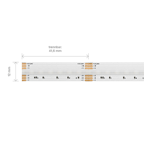 16W/m COB LED-Streifen RGB/TW 5m 840 LED/m IP20 24V 925lm/m RA90