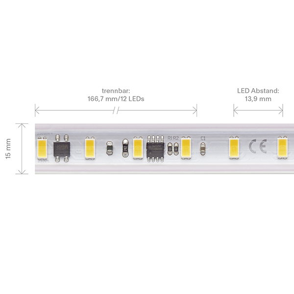 14W/m Hochvolt LED-Streifen 2700K 25m 72LED/m IP65 230V 1230lm/m Ra90 Hochvolt Lichtstreifen | Lichtstreifen | Sigor Licht GmbH