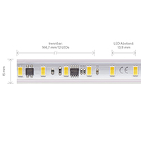 Vorschau: 14W/m Hochvolt LED-Streifen 4000K 50m 72LED/m IP65 230V 1330lm/m Ra90