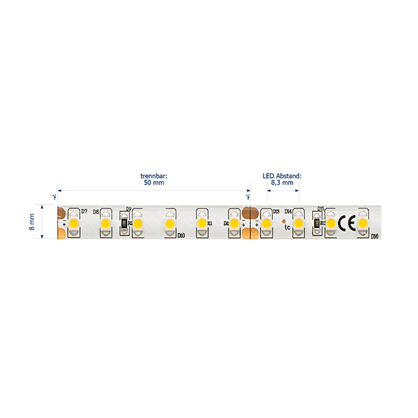 9,6W/m Pro LED-Streifen 3000K 5m 120LED/m IP54 24V 720lm/m RA90 -Abverkaufsartikel-