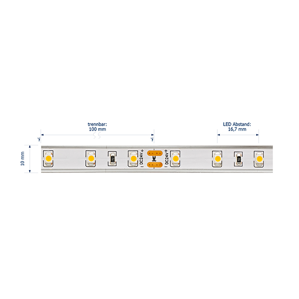 4,8W/m Pro LED-Streifen 2700K 5m 60LED/m IP68 24V 231lm/m RA95 -Abverkaufsartikel-