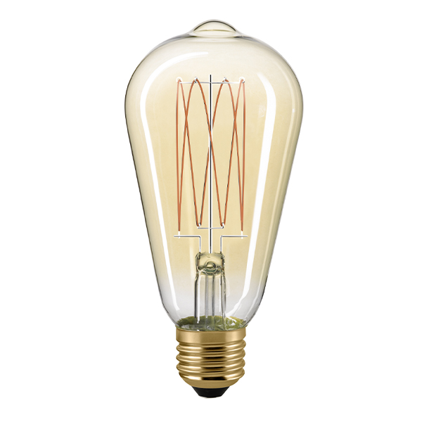 7W Slim Rustika Filament gold E27 640lm 2500K