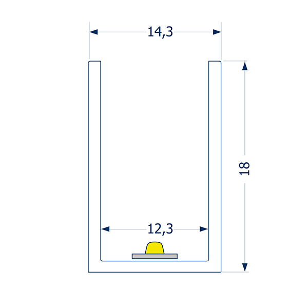 0,5m Profil 12 biegbar SIDE Streifen
