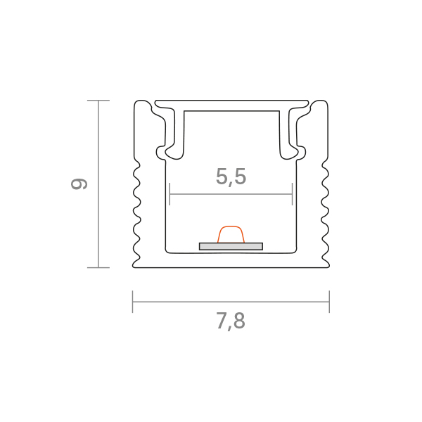 2m Abdeckung Matt Schmal für 9829501